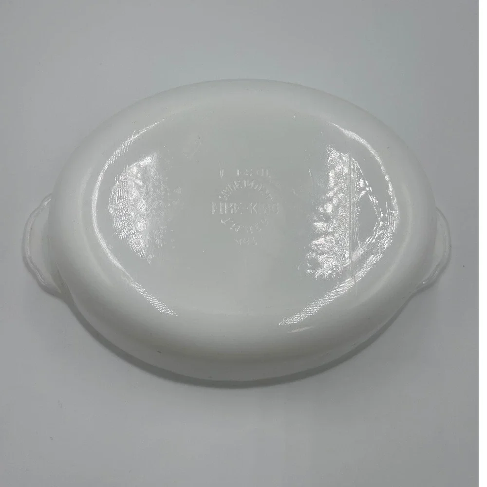 Vintage Fire King White Milk Glass Oval Casserole Dish with Tab Handles 10.5in